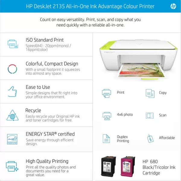 HP DeskJet Ink Advantage 2135 All-in-One Printer – Image 9